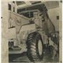 1956 Press Photo National Auto Show big Mack truck tire - RRW34223