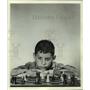 1955 Press Photo Young man concentrating on chess game, picture wins contest.