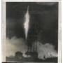 1958 Press Photo Jupiter missile lights up sky at Cape Canaveral, Florida