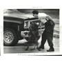1992 Press Photo Drug detection dog searches for Marijuana in training session.