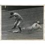 1943 Press Photo Yankee Third Baseman Johnson and St Louis Browns Stephens