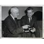 1944 Press Photo Clark Griffith presents Henry Wallace with annual baseball pass