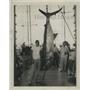 1950 Press Photo Ross Staagusa Jr & blue marlin he caught - lfx01202