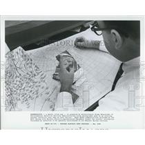 1966 Press Photo Master Cloud Map Is Prepared By Meteorologist Frank Smigielski