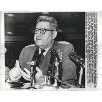 1961 Press Photo Gen Curtis LeMay praises B-70 Bomber to appropriation committee