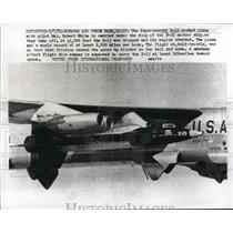 1961 Press Photo X-15 Rocket Plane carried under the wing B-52 Mother Ship.