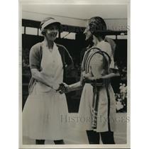 1925 Press Photo Helen Wills Moody, Helen Jacobs a t Wimbledon singles