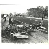 1978 Press Photo People Survey Scene of Plane Crash on Road in Alabama