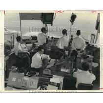 1967 Press Photo Men Behind Controls in Airport Towers Face Many Challenges