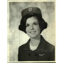 1966 Press Photo American Airlines employee with silver wings pin in New York