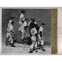 1951 Press Photo Red Sox pitcher Maurice McDermott vs Indians - nea17477