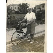 1928 Press Photo Arthur Hammerstein on Daily Bicycle Jaunt in Palm Beach Florida