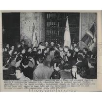 1949 Press Photo Italian Communists Carrying Party Flags in Milan