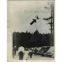 1941 Press Photo Don Nixon Hurtlign through Air After Losing Balance off Wire