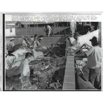 1961 Press Photo Firemen Sift Through Plane Wreckage in Riverside, CA
