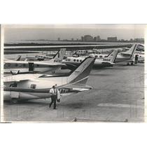 1980 Press Photo Meigs Field Crowded Stacked Planes