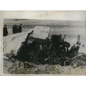 1934 Press Photo Wreckage of Army Plane Which Killed Lt. T.A. A. Wood