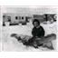 1963 Press Photo 3 Year Old Tim White Sitting On Crocodile Ice Sculpture