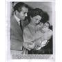 1951 Press Photo Tyrone Power, wife and baby