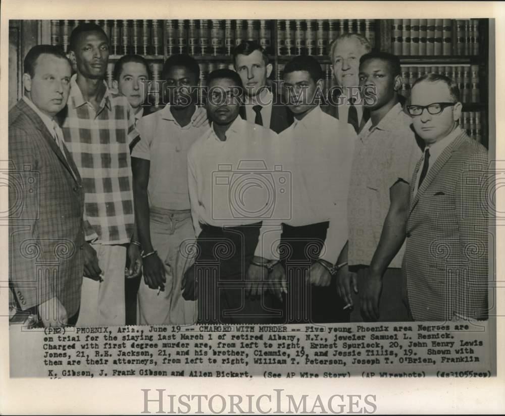 1962 Press Photo Five young men charged with jewelers' murder with ...